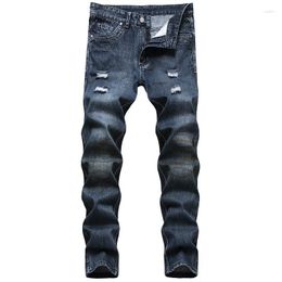 Men's Jeans Personalised Printed Denim European And American Ruined Ripped Trendy Pants Dropship