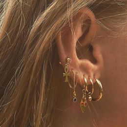 Dangle Earrings Boho Vintage Geometric Drop For Women 2023 Cross Sequins Coloured Stones Earring Set Female Jewellery Valentine Gift