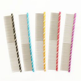 armipet Dog Pet Comb 6062003 Bright Multi-Colored Stripe Grooming Comb For Shaggy Cat Dogs Barber Grooming Tool Salon 5 Color279p