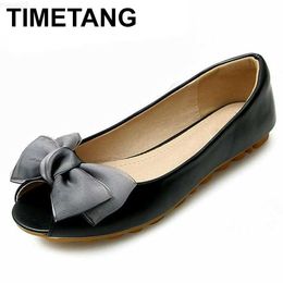 Dress Shoes TIMETANG Spring Big Size Shoes Women Butterfly-knot Flat Shoes Female Casual PeepToe Shoes Sum0mer Flats For Teenage Girls Date L230721