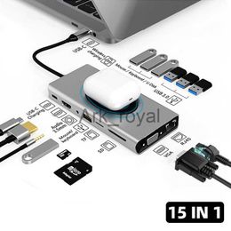 Expansion Boards Accessories 15 in 1 USB Type C HUB Wireless Charging USB 30 RJ45 PD To HDMIcompatible Adapter Docking Station For Macbook Pro Laptop PC J230721