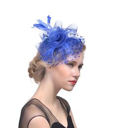 14 Colours Bridal hats Feather Fascinator Hair Bridal Birdcage Veil Hat Wedding Hats Fascinators Cheap Femin Hair Flowers For Weddi320a