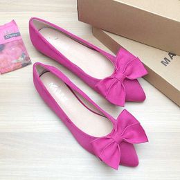 Dress Shoes Women Flats for Summer Rosy Red Hot Pink Flat Heels for Ladies Nice Quality Small Size 33 Big Size 43 Solid Colour Flock Leather L230721