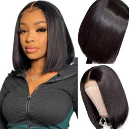 Lace Wigs Short Straight Bob Human Hair for Black Women 180 Density Glueless Frontal 230720