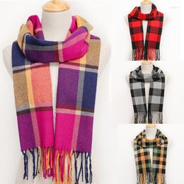 Scarves 180 35cm Women Winter Unisex Tassel Colour Lattice Casmere Autumn Lon Couple Tinker Warm Female Sawl Ot Sale Men