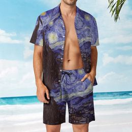 Men's Tracksuits Vincent Gogh Starry Night Beach Suit Casual Pieces top Home Size 230720