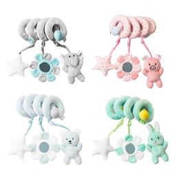 Rattles Mobile To Bed Baby Toys Cute Crib Stroller Spiral Born 0-12 Months Educational Cartoon Animals Soft Infant Rattle Toy Part286m