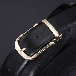 Belts Trendy Leather Belt Men's And Women's Cowhide Plain Pin Buckle Design Genuine Personalized Versatile A2904