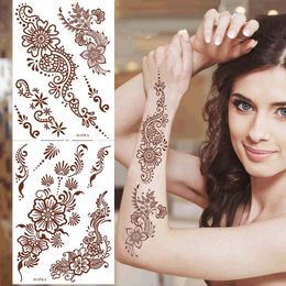 Henna Sticker Tattoos for Hand Waterproof Temporary Tattoos for Women Fake Tattoo Body Art Flower Mehndi Hena Tatoo
