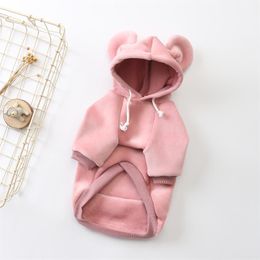 2021 Fashion Winter Cotton Clothes Thick Warm Rabbit Ears Leisure Jacket Sports Hoodie for Cat Dog French Bulldog Pet Apparel206s