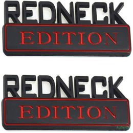 2 PACK REDNECK EDITION EXTERIOR EMBLEM CAR TRUCK BOAT DECAL LOGO REPLACEMENT FOR F-150 F250 F350 SILVERADO RAM 1500Black Red206w