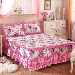 Bed Skirt Home Furnishing Cotton Thick Lace Bedding Bed Skirt Winter Warm Anti-skid Bedding Mattress Cover King Size No Pillowcase 230720