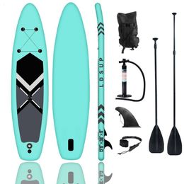 Kayak Accessories LinDo Inflatable Stand Up Paddle Board SUP Surfboard Water Sport Surf Set with Tail Fin Foot Rope Inflator 230720