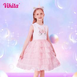 VIKITA Kids Tutu Dress for Girls Toddlers Summer Sleeveless Princess Dresses Girl Elegant Party Prom Dress Children Clothing