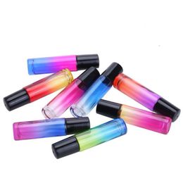 Wholesale 600pcs Colourful 10ml ROLL ON GLASS BOTTLE Fragrances ESSENTIAL OIL Perfume Bottles With Metal Roller Ball 600Pcs Lot Free Shi Xiin