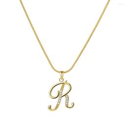 Pendant Necklaces ALIUTOM Female LETTER Design With Zricon Decoration Chian Necklace Gold Color Office Ladies Jewelry Gifts