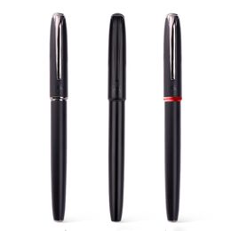 Gift Fountain Pens Picasso Pimio Black Metal Fountain Pen Black EF/M/Bent Nib 0.38/0.6/1.0mm Red Ring Matte Barrel Office Business Gift Ink Pen 230720