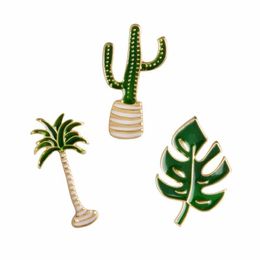 Pins Brooches Cactus Palm Leaves Plant Tree Natural Enamel Brooch Collar Lapel Pin Denim Jacket Sweater Decor Drop Delivery Jewellery Dhb52