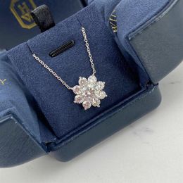 H luxury Jewellery necklace Pendants diamond sunflower sweater 925 Sterling Silver flower Plated designer thin chain women necklaces250s