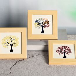 New Raw chip Stone Crystal Tree of Life Pattern Wooden Picture Frame Table Home Fashion 7 Chakra Accessories Festive Display Ornaments Gift