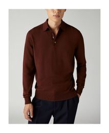 loro piano High-quality Wine loro Lapel pianaa Men Sweaters Red Sweater Business Casual Long Sleeve Camel Hair Pullover