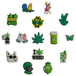 Shoe Parts Accessories Cartoon Cute Charms For Clog Sandals Green Leaf Kawaii Pvc Decoration Jibz Drop Delivery Otvde