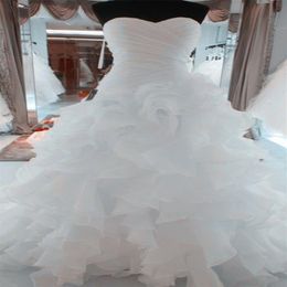 Luxury Beaded Embroidery Bridal Gowns Princess Gown Sweetheart Corset Organza Ruffles Cathedral Ball Gown Wedding Dresses Cheap2772