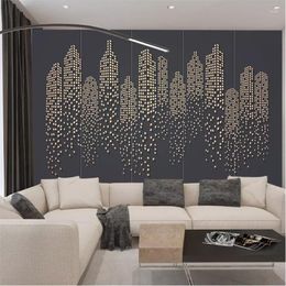 Wallpapers Nordic 3D Three-Dimensional City Building High-Rise Square Mural Modern Living Room Bedroom Sofa Background Wallpaper Wall Cover