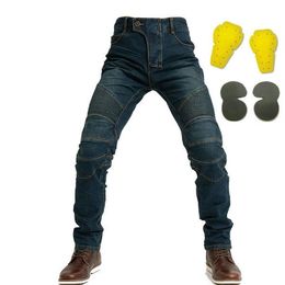 motorcycle riding pants motorbikers knight classical protective jeans straight loose locomotive casual trousers with protect gears286h