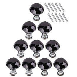 10Pcs set 30mm Diamond Shape Design Crystal Glass Knobs Cupboard Drawer Pull Kitchen Cabinet Door Wardrobe Handles Hardware Crysta209d