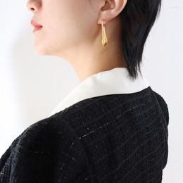 Hoop Earrings European And American Ins Style Personalized Bare Titanium Steel Gold-Plated Women's Long Metal Geometric U-Shaped Hook