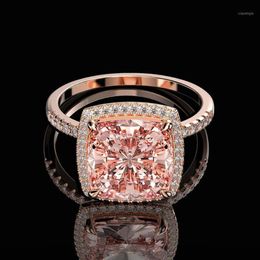 Cluster Rings Vintage 100% 925 Sterling Silver 10 MM Created Moissanite Morganite Gemstone Wedding Ring Women Fine Jewellery Drop206r