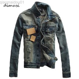 Men's Jackets DIMUSI Autumn Winter Mens Denim Jacket Trendy Fashion Ripped Denim Jacket Mens Jeans Jacket Outwear Male Cowboy Coats 3XL TA227 L230721