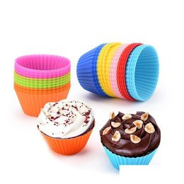 Cake Tools Sile Cup Mold Muffin Cupcake Bakeware Maker Tray Baking Kitchen 7Cm Drop Delivery Home Garden Dining Bar Dhq8L