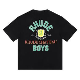 100 % Baumwolle, Luxusmarke, Rhude-Shirt, Mode-T-Shirt, Herren-Designer-T-Shirts, Herren-Casual-Top, Kurzarm, hochwertige Casual-T-Shirts, Herren-T-Shirts, T-Shirts in US-Größe