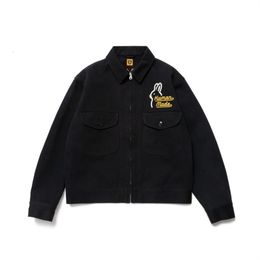 Men s Jackets HUMAN MADE 22AW Autumn And Winter Japanese Style Loose Retro Rabbit Embroidery Couple Jacket Men Women 230720