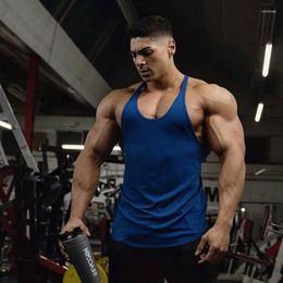 Men's Tank Tops Jogger Gym Workout Cotton Sportswear Solid Color I-Shape Vest Casual Top Sleeveless Fitness Clothing