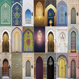 Wall Stickers 29 Muslim Door for Home Decoration Islamic PVC Waterproof Selfadhesive Posters on Bedroom Living Room Refrigerators 230720