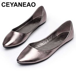 Dress Shoes CEYANEAO Fashion flat single shoes gold women's shoes comfortable all-match dipper shoes plus size 40 41 solid color boat shoes L230721