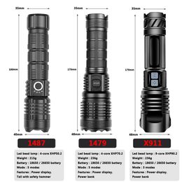 XHP90 2 9-core Super Powerful LED Flashlight Torch USB XHP70 2 Zoom Tactical Torch 18650 26650 USB Rechargeable Battey Light 30W230k