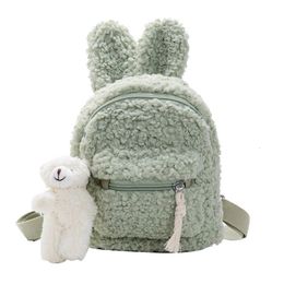 Backpacks Kid's Backpack Korean Children's Plush Bag Shoulder Bag Simple Plush Rabbit ShoulderBag Child Girl Purse Student Bag 230720