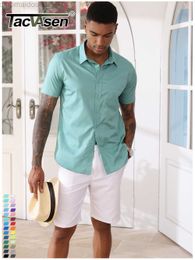 Men's Casual Shirts TACVASEN Breathable Short Sleeve Dress Shirts Mens Slim Fit Casual Business Button Down Formal Shirt W/ Chest Pocket Male Cloth L230721