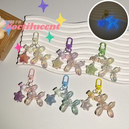 Noctilucent Punk Jelly Balloon Dog Keychain For Women Variability Pendant Jewelry Colorful Cartoon Puppy Girl's Car Key Chain