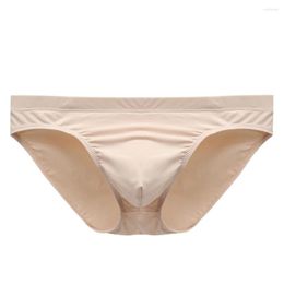 Underpants Summer Ice Silk Underwear Sexy Men Low-rise Smooth Pouch Briefs Breathable Bikini Ultra Thin Panties A50