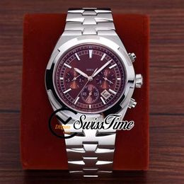 New Overseas 5500V 110A Wine Red Dial A2813 Automatic Mens Watch SS Steel Bracelet STVC No Chronograph STVC Watches SwissTi283U