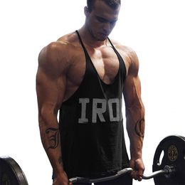 Men's Tank Tops Men's Gym Workout Bodybuilding Tank Tops Y Back Fitness Thin Shoulder Strap Muscle Fit Stringer Printed Extreme Tee 230721