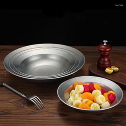 Plates Retro Stainless Steel Salad Bowl Spaghetti Straw Hat Plate Round Ribs Beef Soup Bowls Fruit Dessert Platter