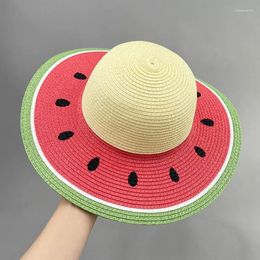 Wide Brim Hats Fashionable Beach Hat Female Summer Big Holiday Korean Version Of All Small Fresh Parent-child Sunshade Straw