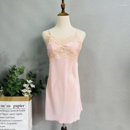 Women's Sleepwear FZSLCYIYI Sexy Lace Embroidery Applique Nightdress Ladies Nightgown Fashion Satin Homewear