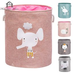 Storage Baskets Large Folding Laundry Basket With Lid Toy Bin For Kids Dog Toys Clothes Organiser Cute Animal bucket 230719